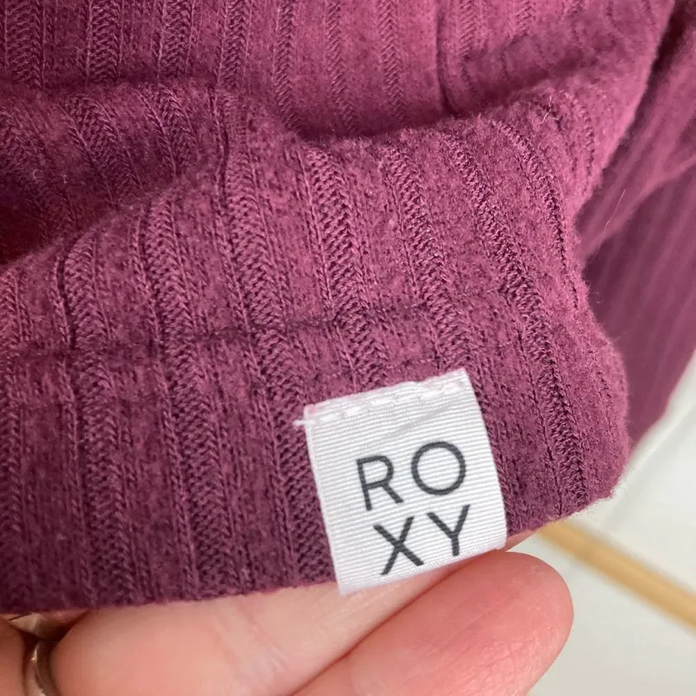 Roxy Snuggly Burgundy Ribbed Hoodie Top